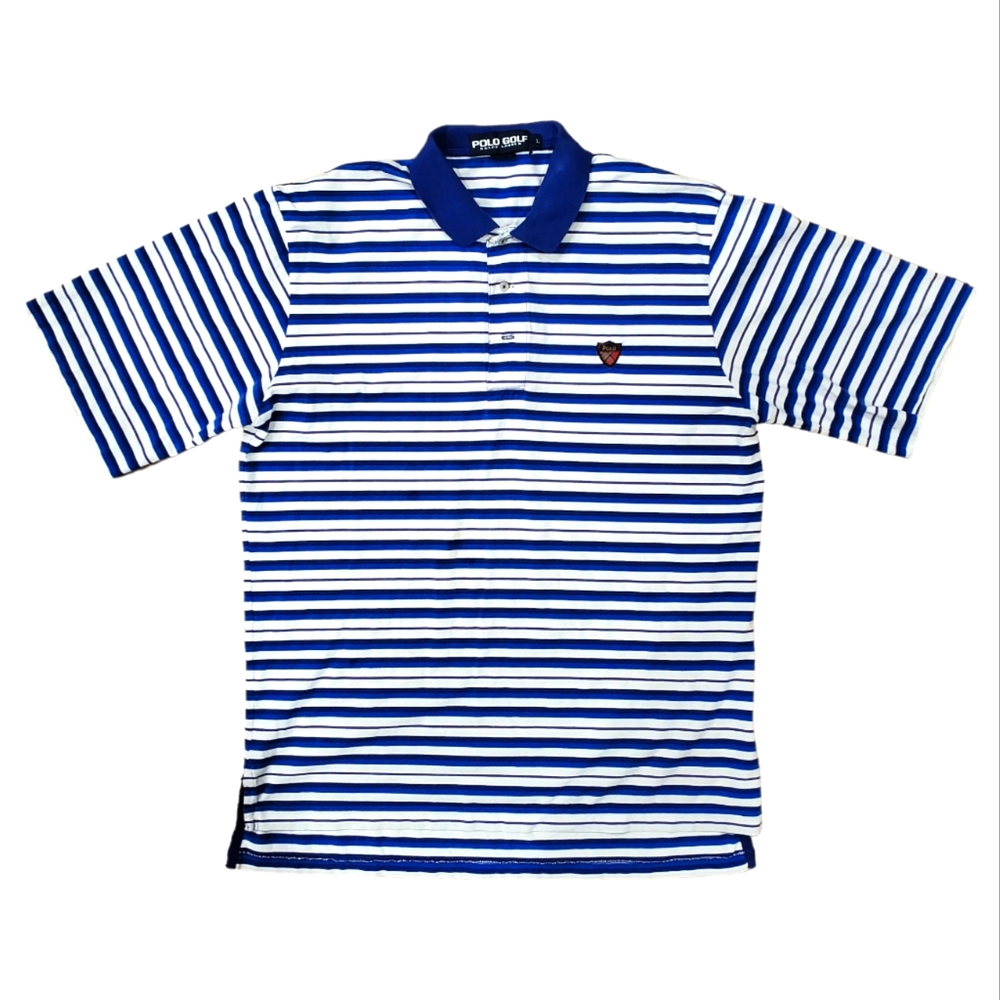 Vintage POLO RALPH LAUREN Golf Polo Shirt Stitched Logo Stripes